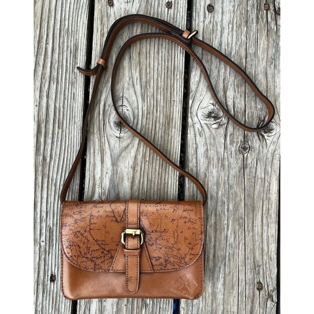 Patricia Nash Torri Leather Crossbody Bag Signature Map Print